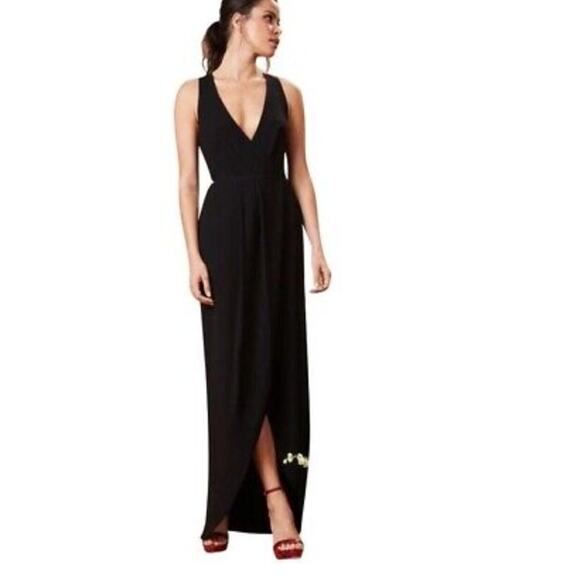 DRESS THE POPULATION Ariel Racerback Faux Wrap Crepe Gown Bridesmaid Dress // S - Picture 10 of 10